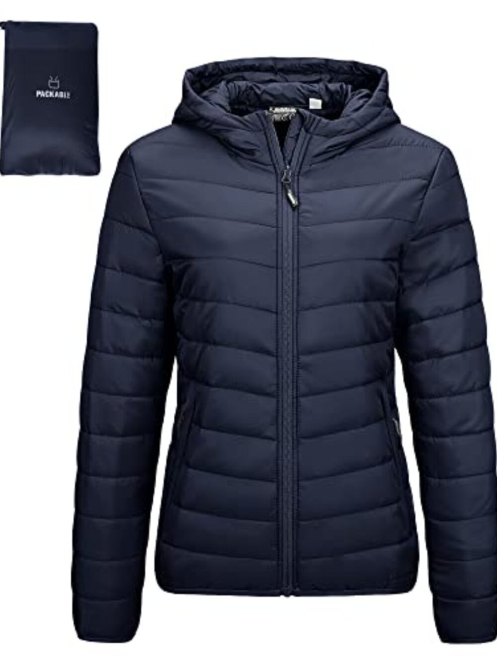 Women's Packable Lightweight Full-Zip Puffer Jacket with Hood Quilted Winter